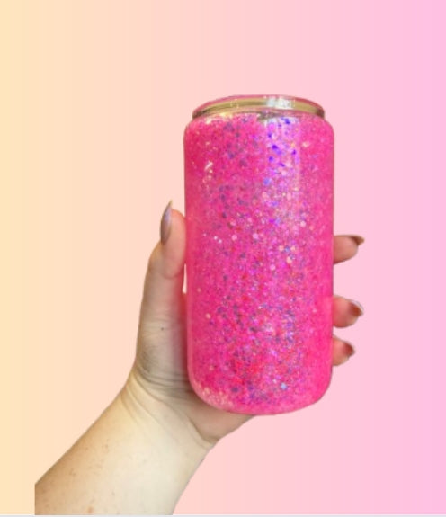 16 oz pink premade Snowglobe (Glass)