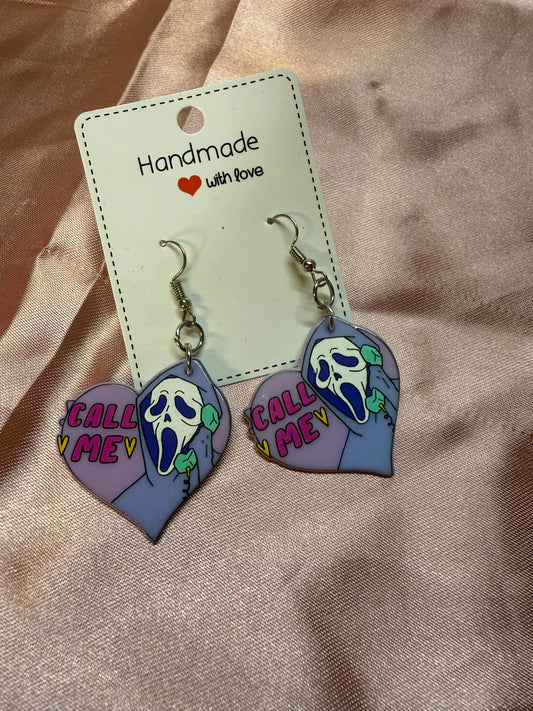 Ghostface call me earrings