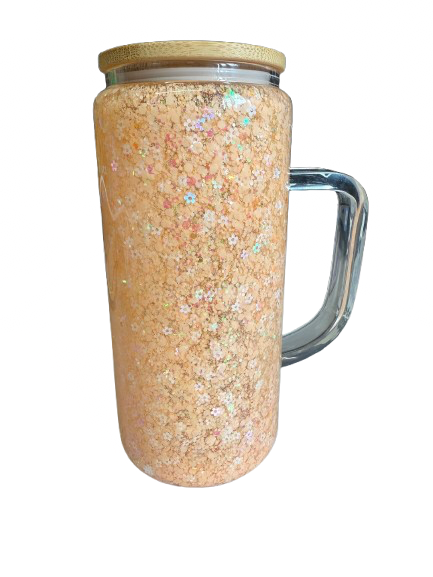 20 oz glass handle with bamboo lid
