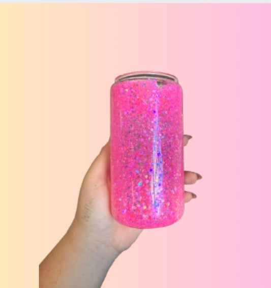 16 oz pink premade Snowglobe (Glass)